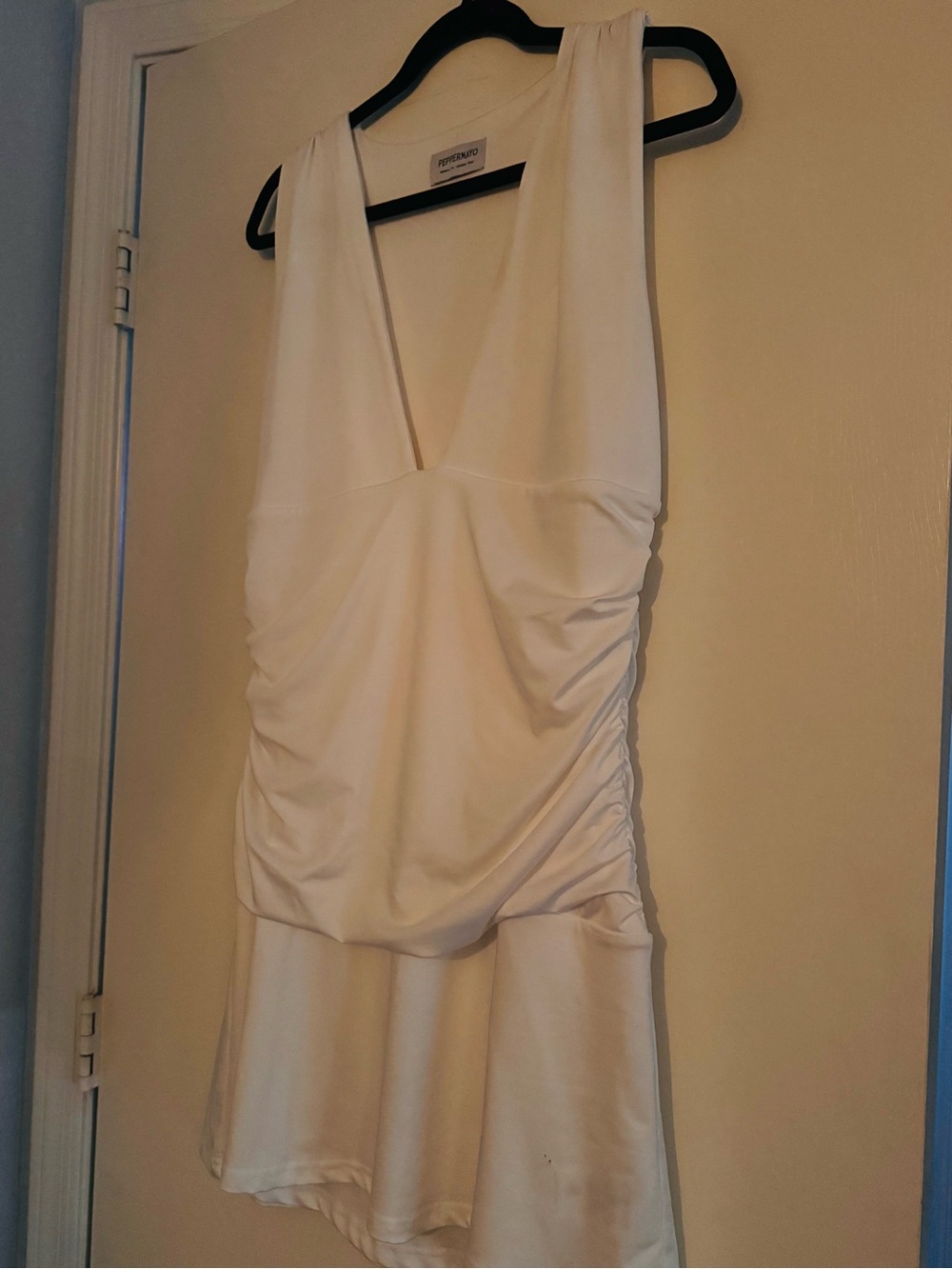 Peppermayo White Sleeveless Ruched Bodycon Mini Dress - Picture 6 of 7